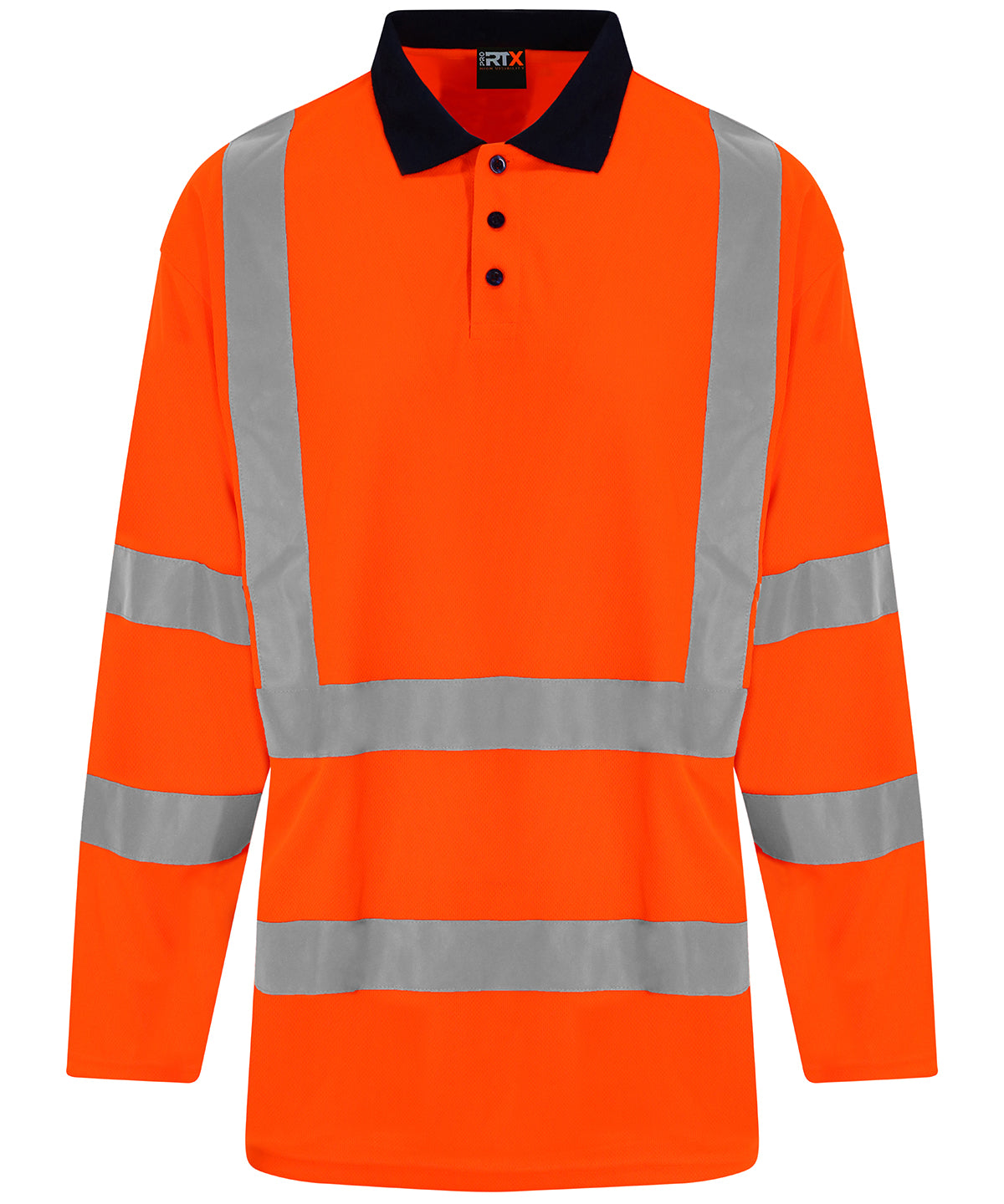 High visibility long sleeve polo | hv orange/navy