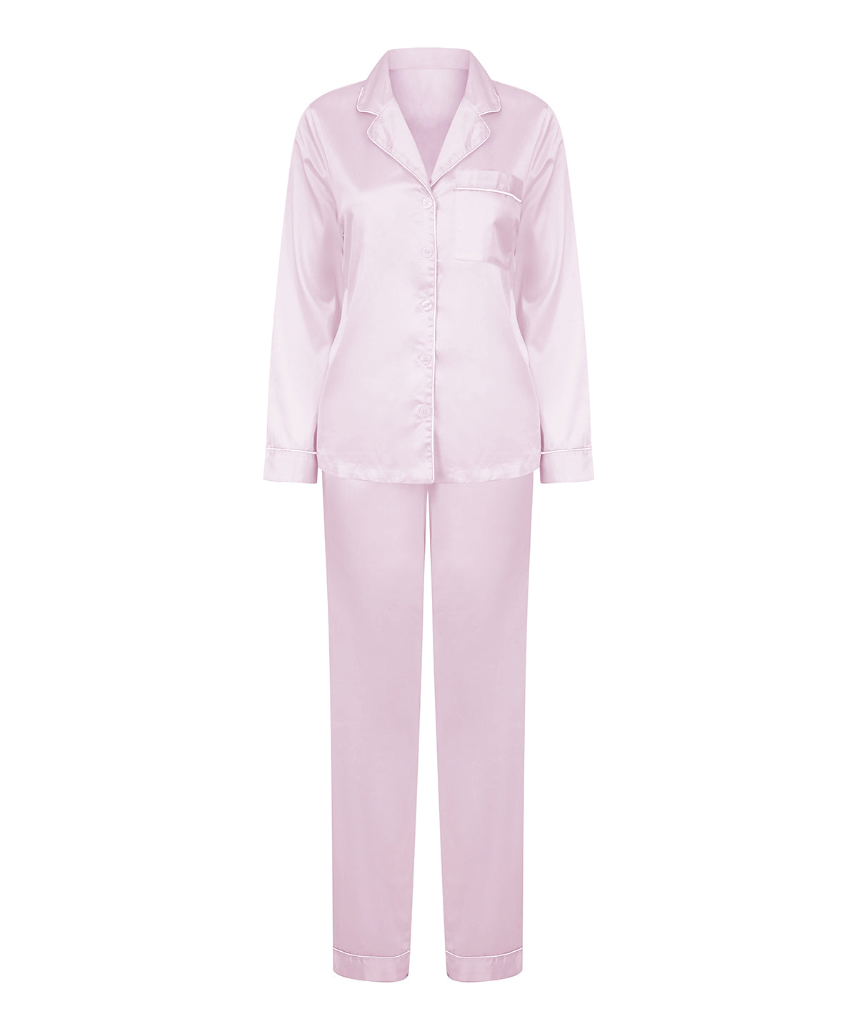 Womens satin long pyjamas | light pink