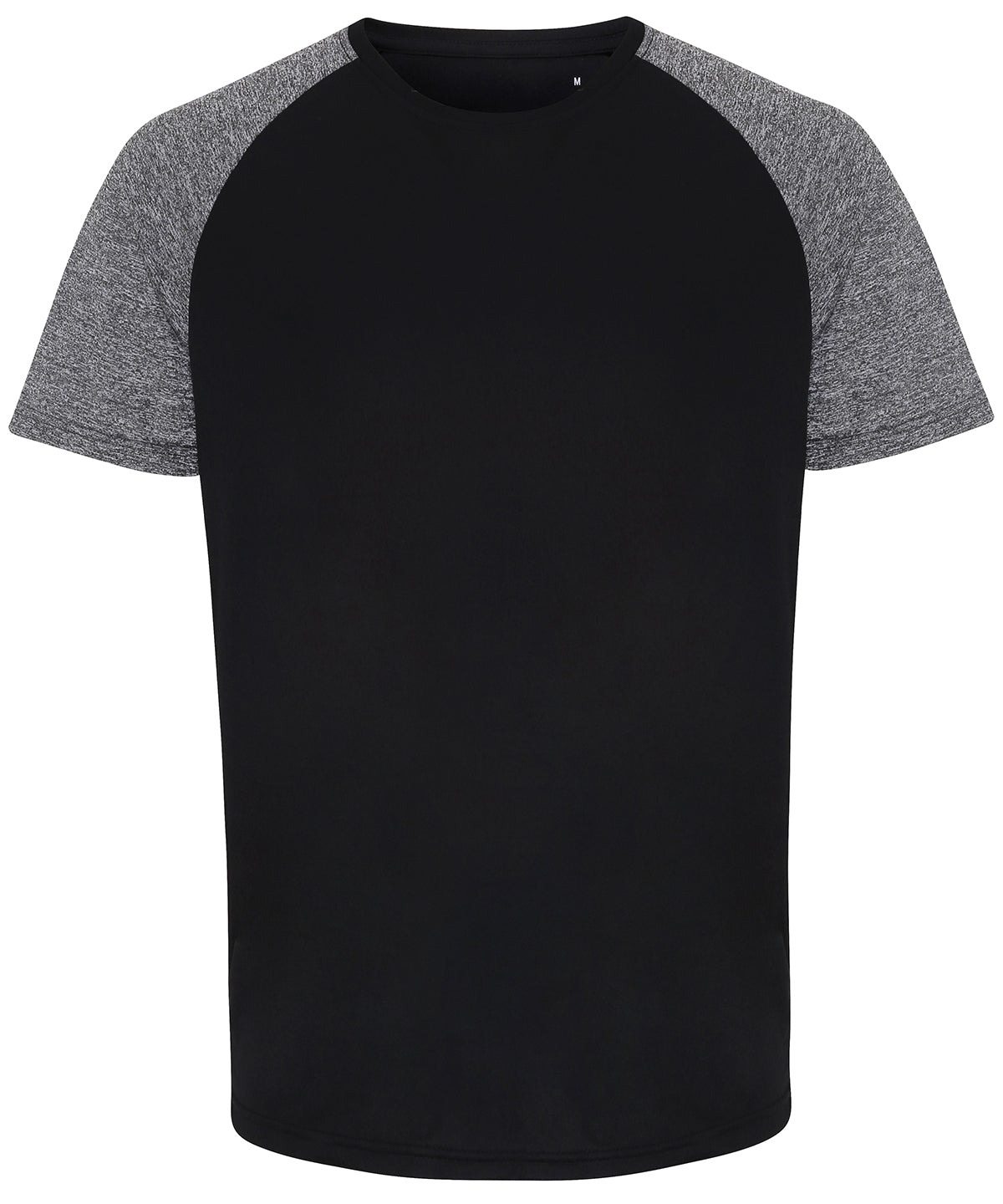 TriDri® contrast sleeve performance t-shirt | Black/Black Melange