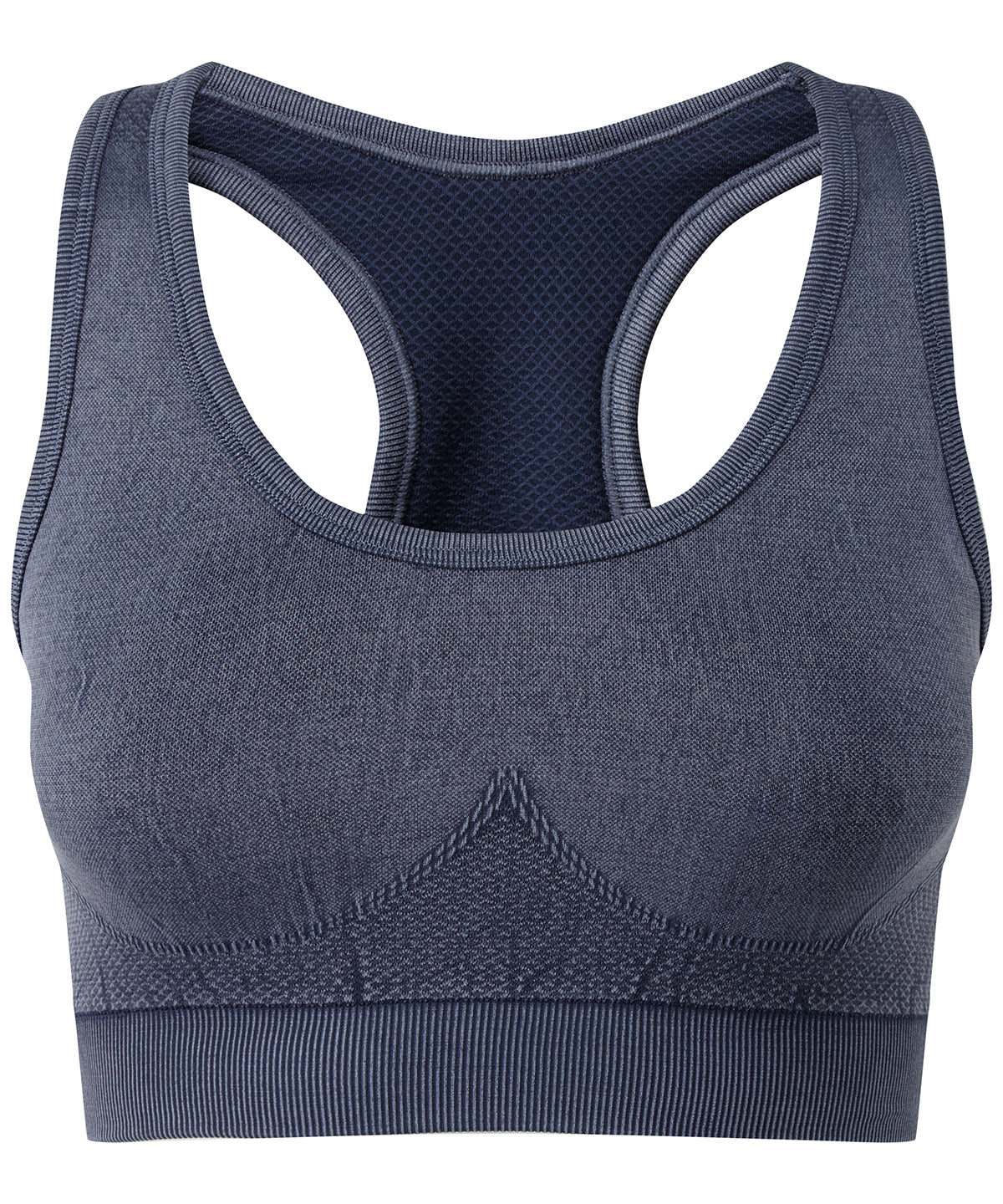 TriDri® seamless 3D fit multi-sport denim look bra | indigo denim