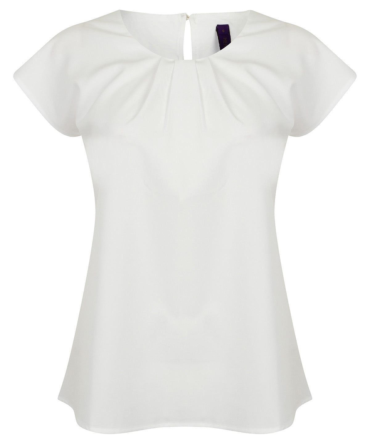 Womens pleat front short sleeve blouse | white