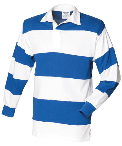 Sewn stripe long sleeve rugby shirt | white  royal (white collar)