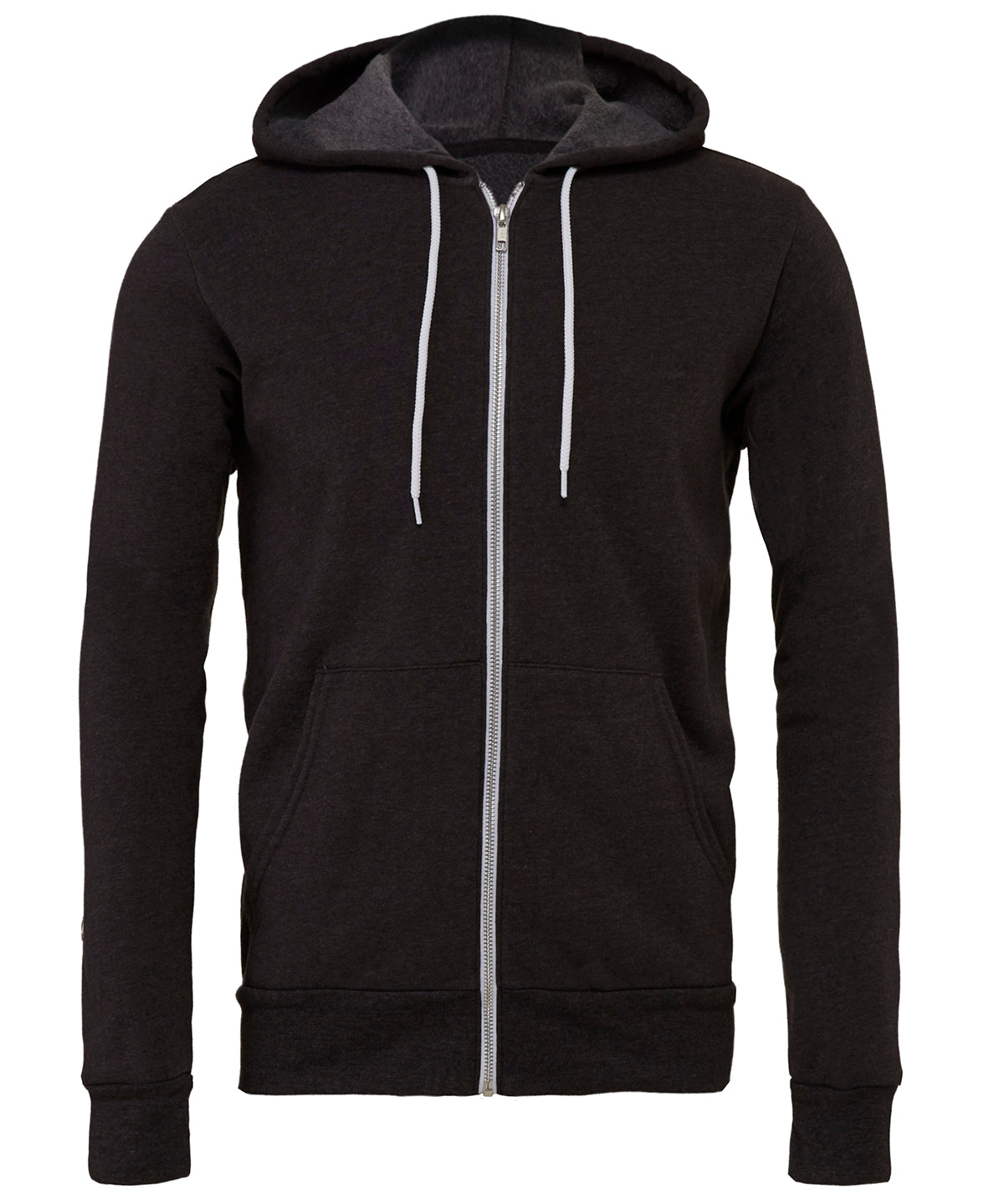 Unisex polycotton fleece full-zip hoodie | Dark Grey Heather