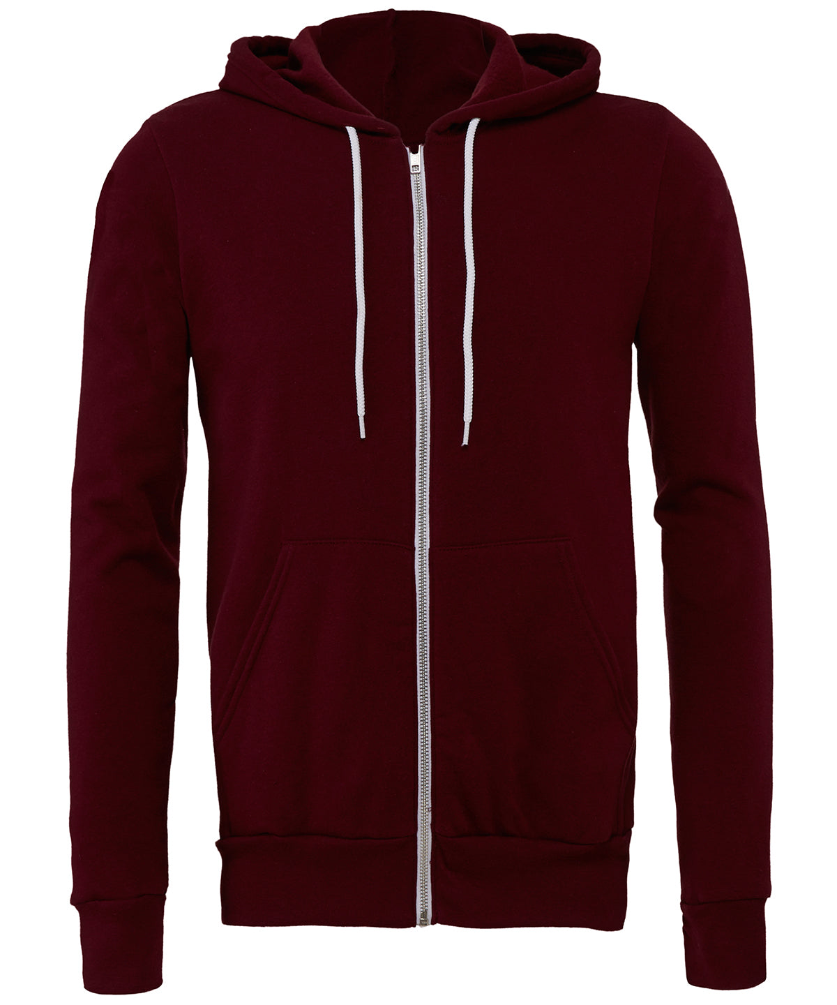 Unisex polycotton fleece full-zip hoodie | Maroon