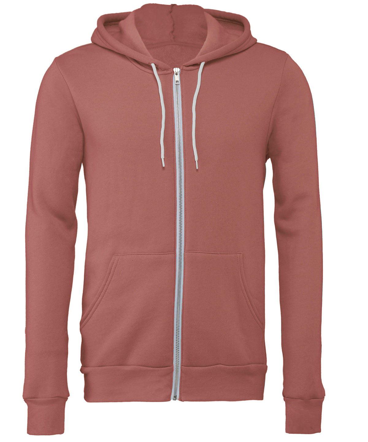 Unisex polycotton fleece full-zip hoodie | Mauve