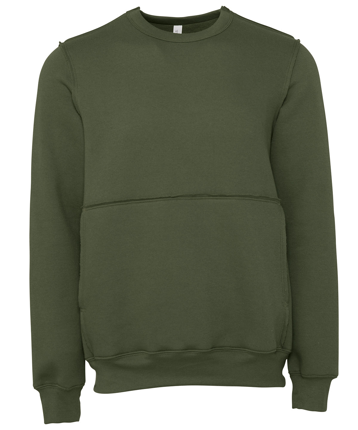 Unisex raw-seam crew pullover | military green