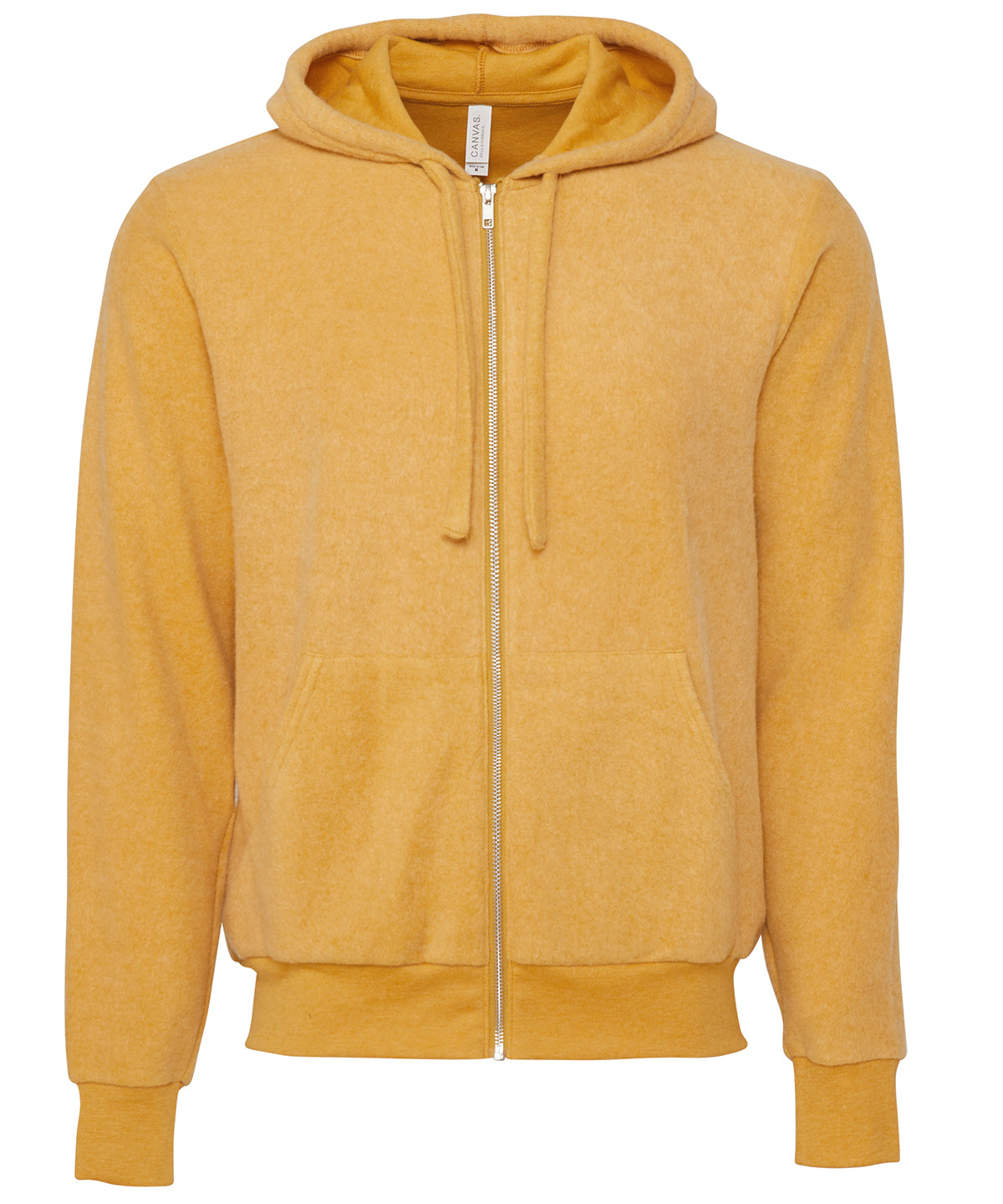 Unisex sueded fleece full-zip hoodie | Heather Mustard