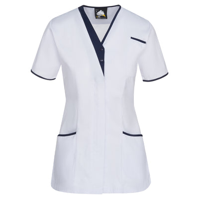 Tonia V-Neck Tunic | White - Navy