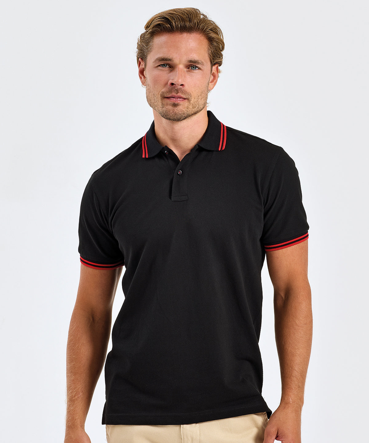Mens classic fit tipped polo | black/yellow