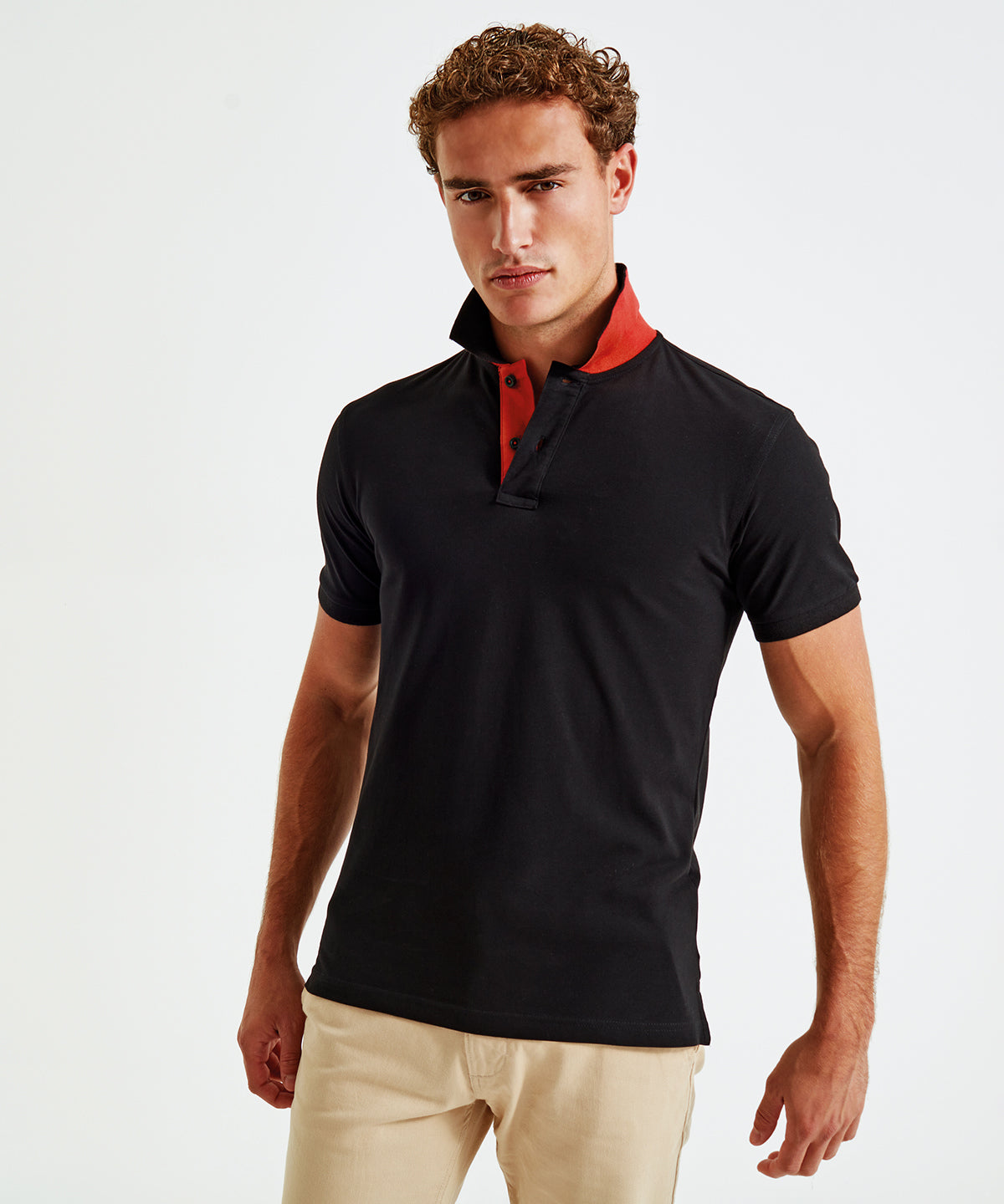 Mens classic fit contrast polo | Red/Navy