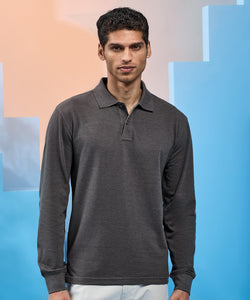 Mens classic fit long sleeved polo | black