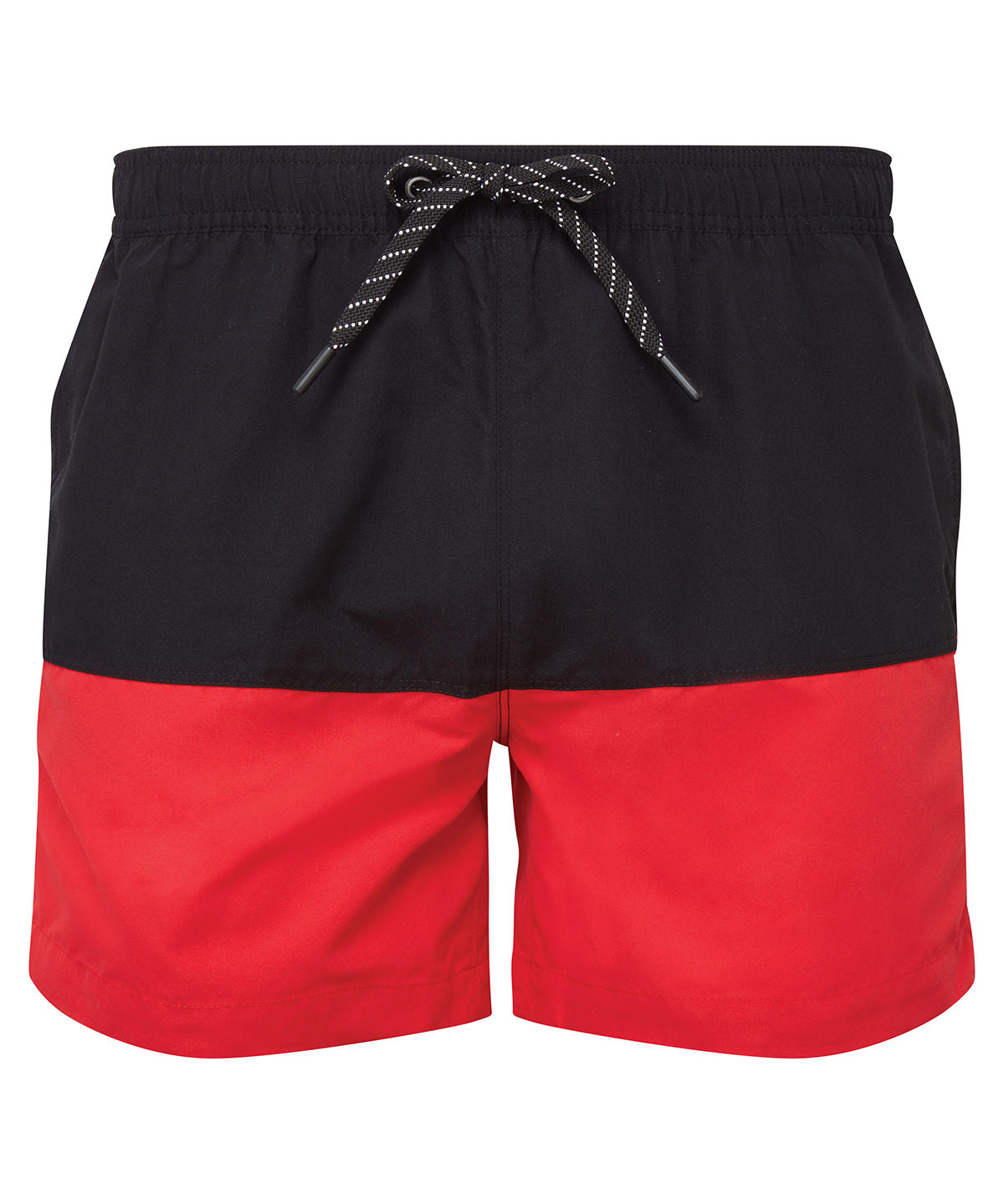 Block colour swim shorts | black/red