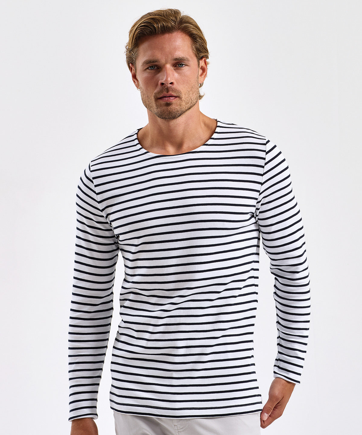Mens Marinire coastal long sleeve tee | white/navy