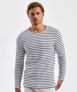 Mens Marinire coastal long sleeve tee | white/navy