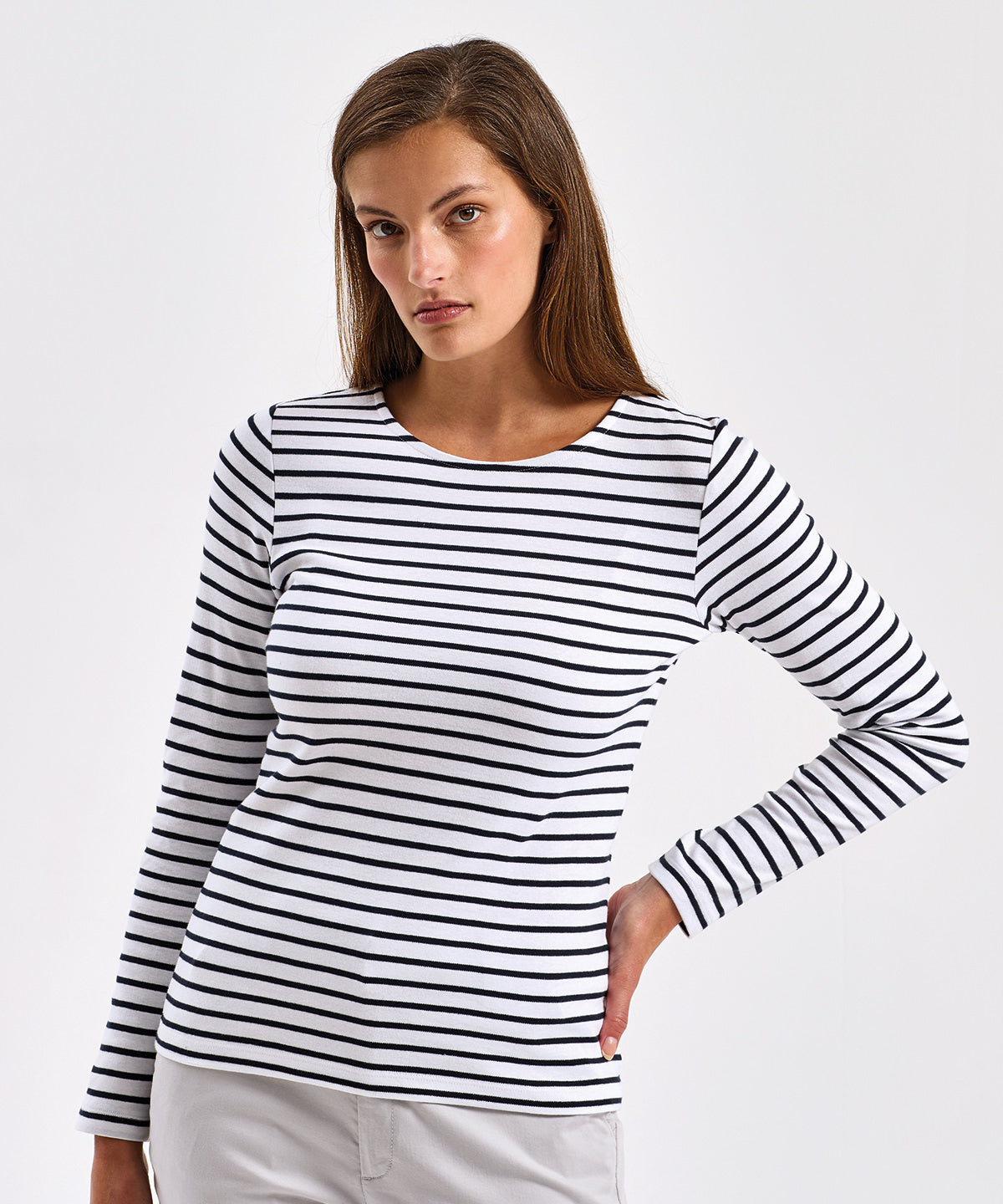 Womens Marinire coastal long sleeve tee | white/navy