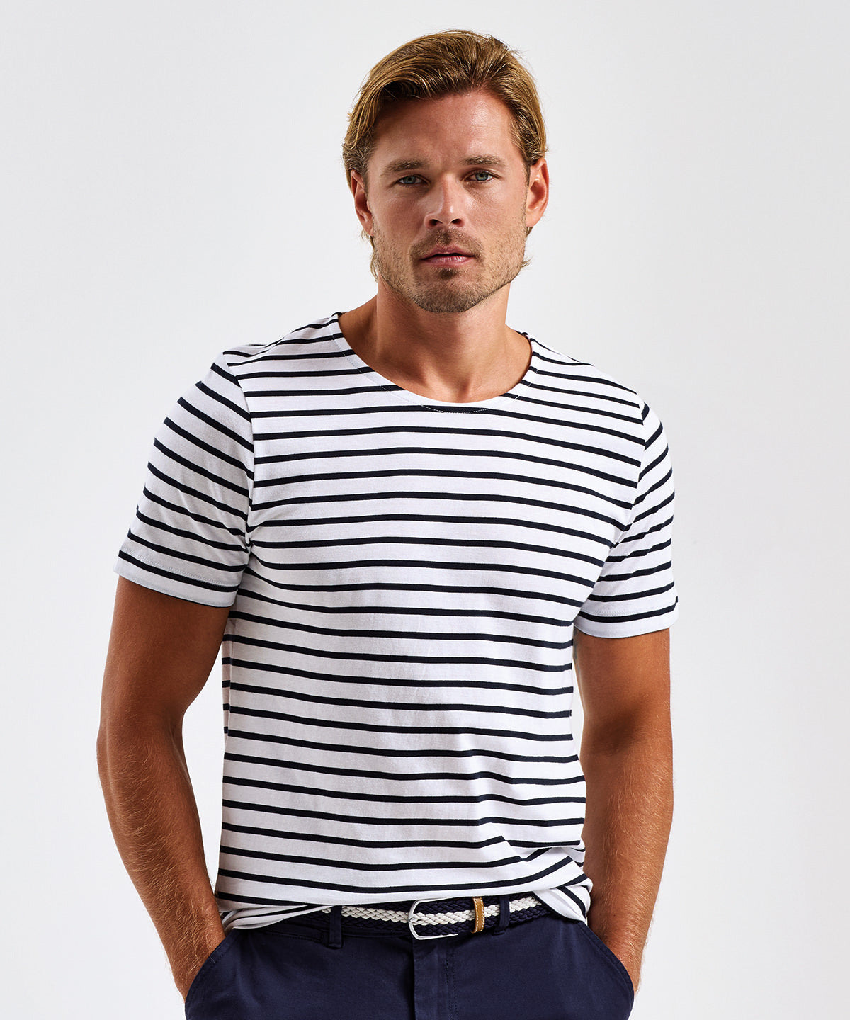 Mens Marinire coastal short sleeve tee | white/navy