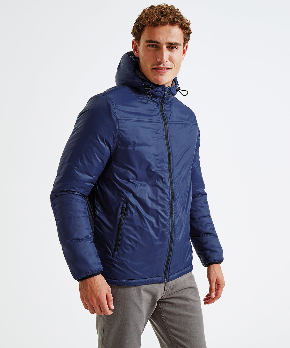 Mens padded wind jacket | navy/charcoal