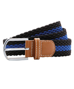 Two-colour stripe braid stretch belt | black/royal