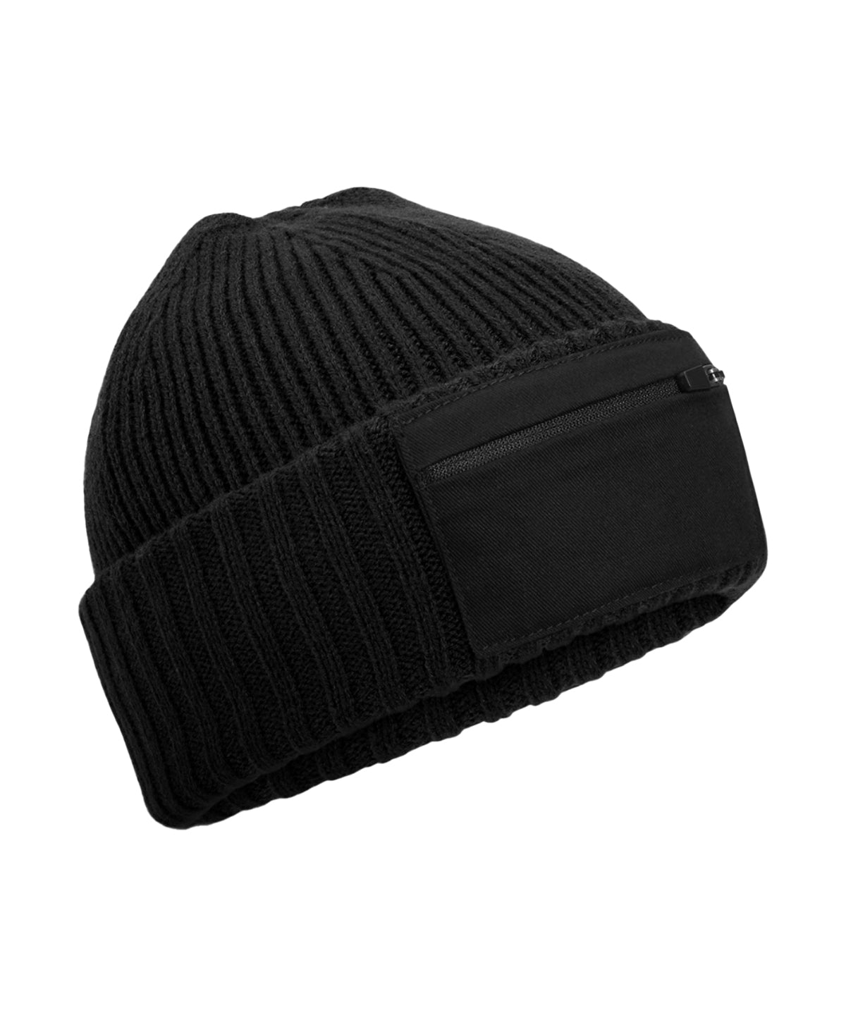 Zip patch beanie | black