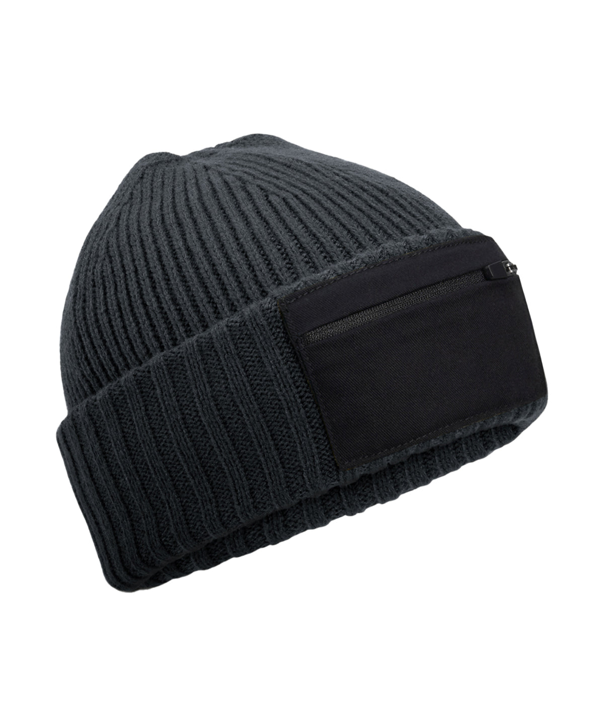 Zip patch beanie | graphite grey/black