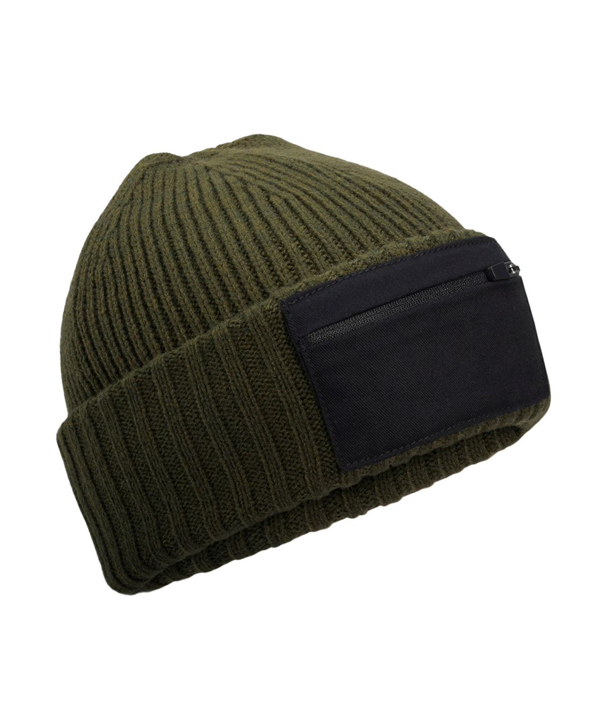 Zip patch beanie | military green/black