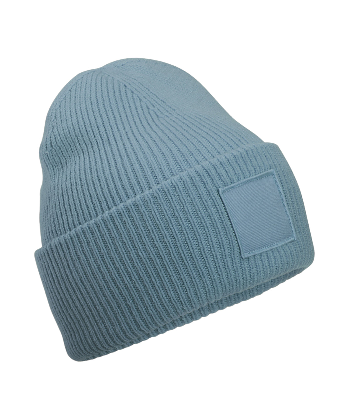 Deep-cuffed tonal patch beanie | dusty blue