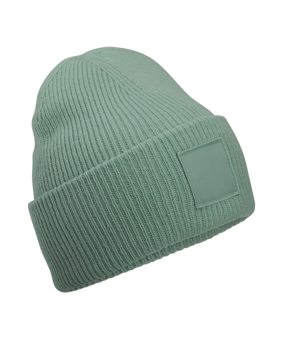 Deep-cuffed tonal patch beanie | dusty green