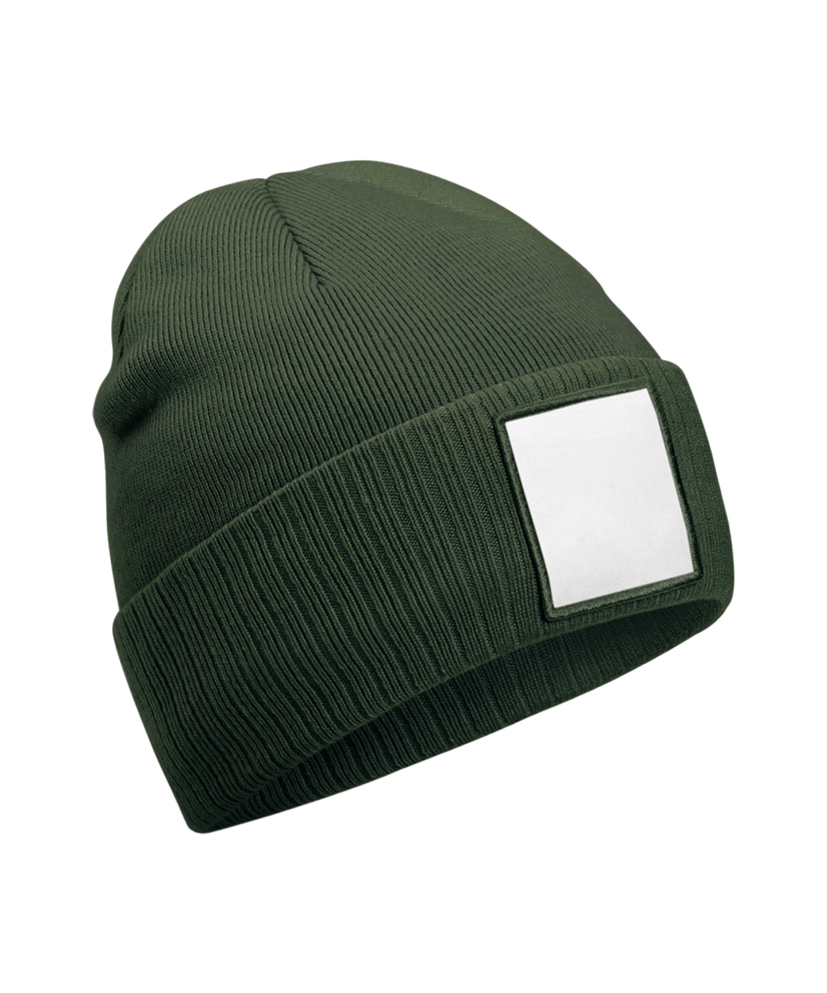 Appliqu patch beanie | Olive Green/White