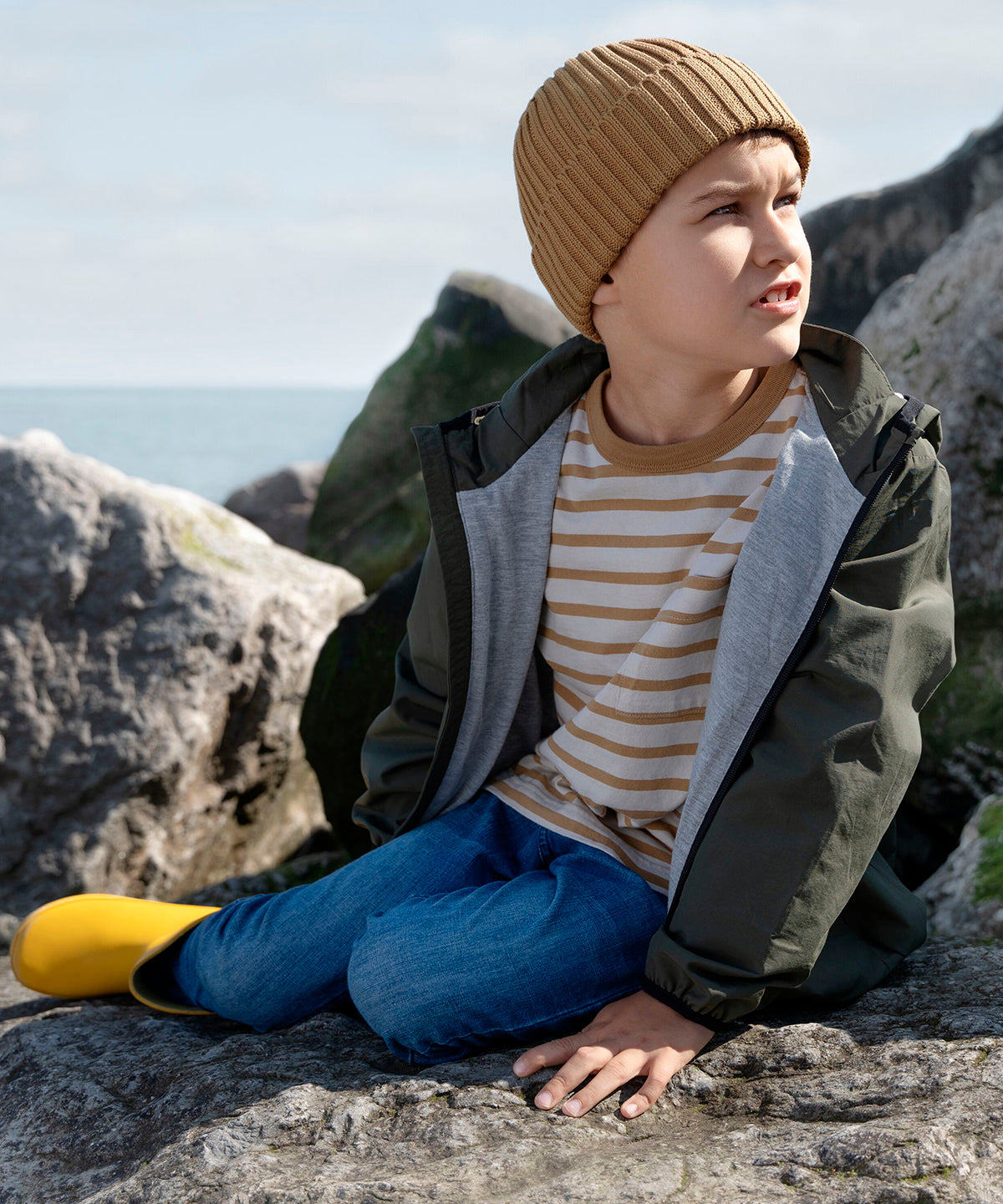 Organic cotton kids beanie | almond