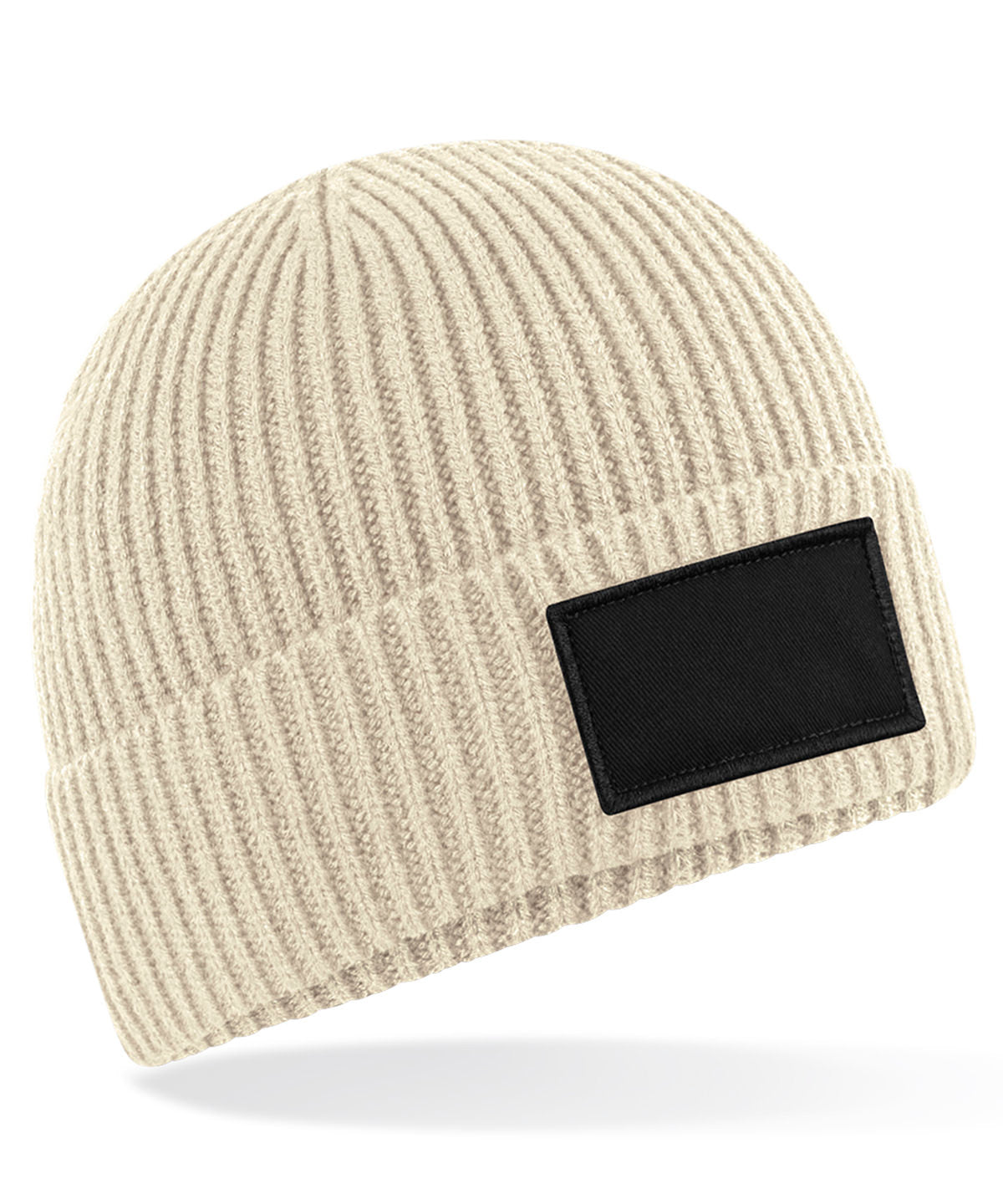 Fashion patch beanie | oatmeal/black
