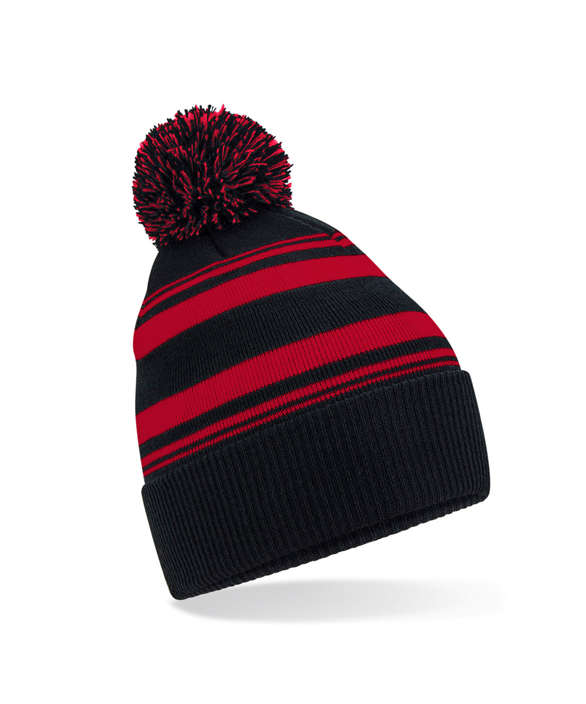 Striped fan beanie | black/classic red