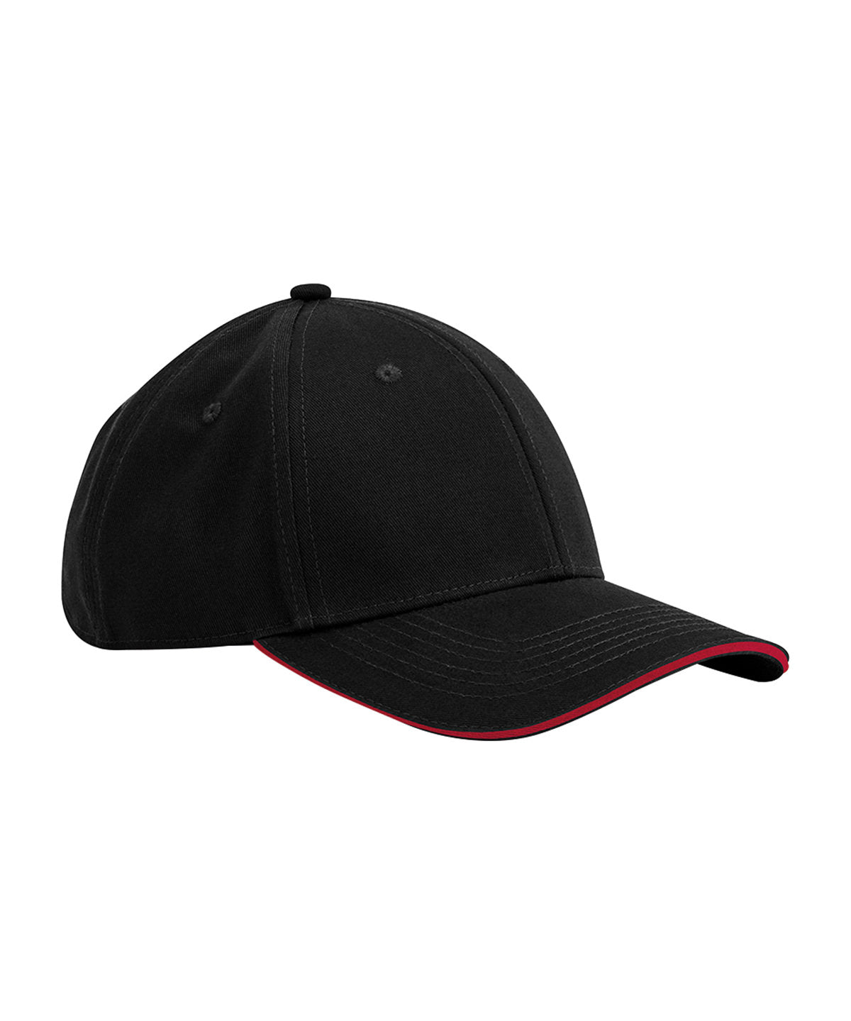 EarthAware® classic organic cotton 6-panel cap  sandwich peak | Black/Classic Red