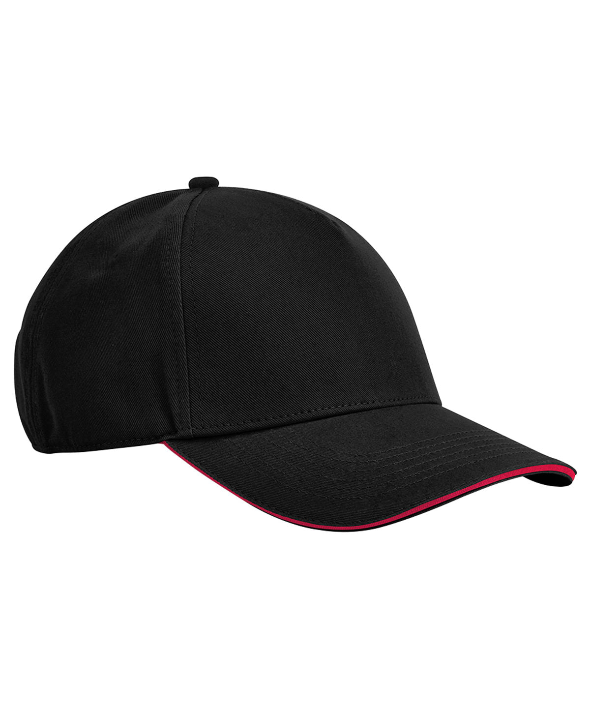 EarthAware® classic organic cotton 5-panel cap  sandwich peak | Black/Classic Red