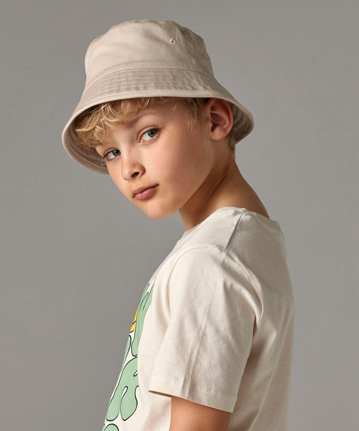 Junior organic cotton bucket hat | sand