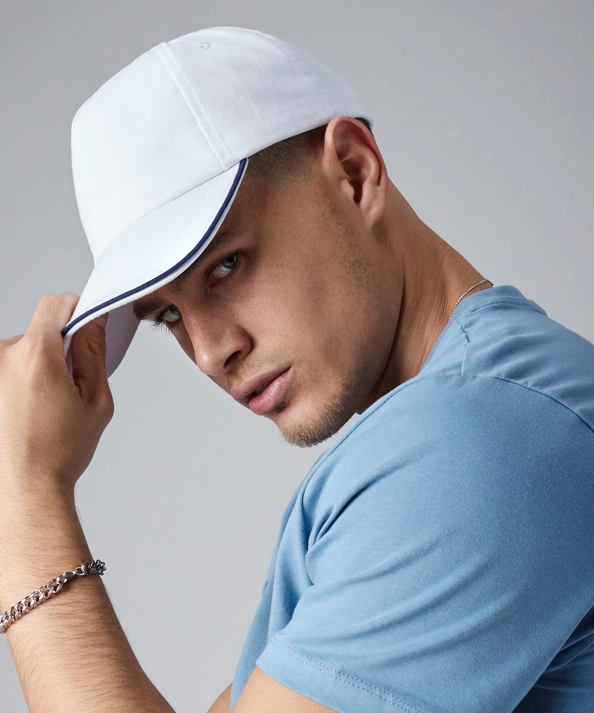 Authentic 5-panel cap - piped peak | french navy/classic red/white