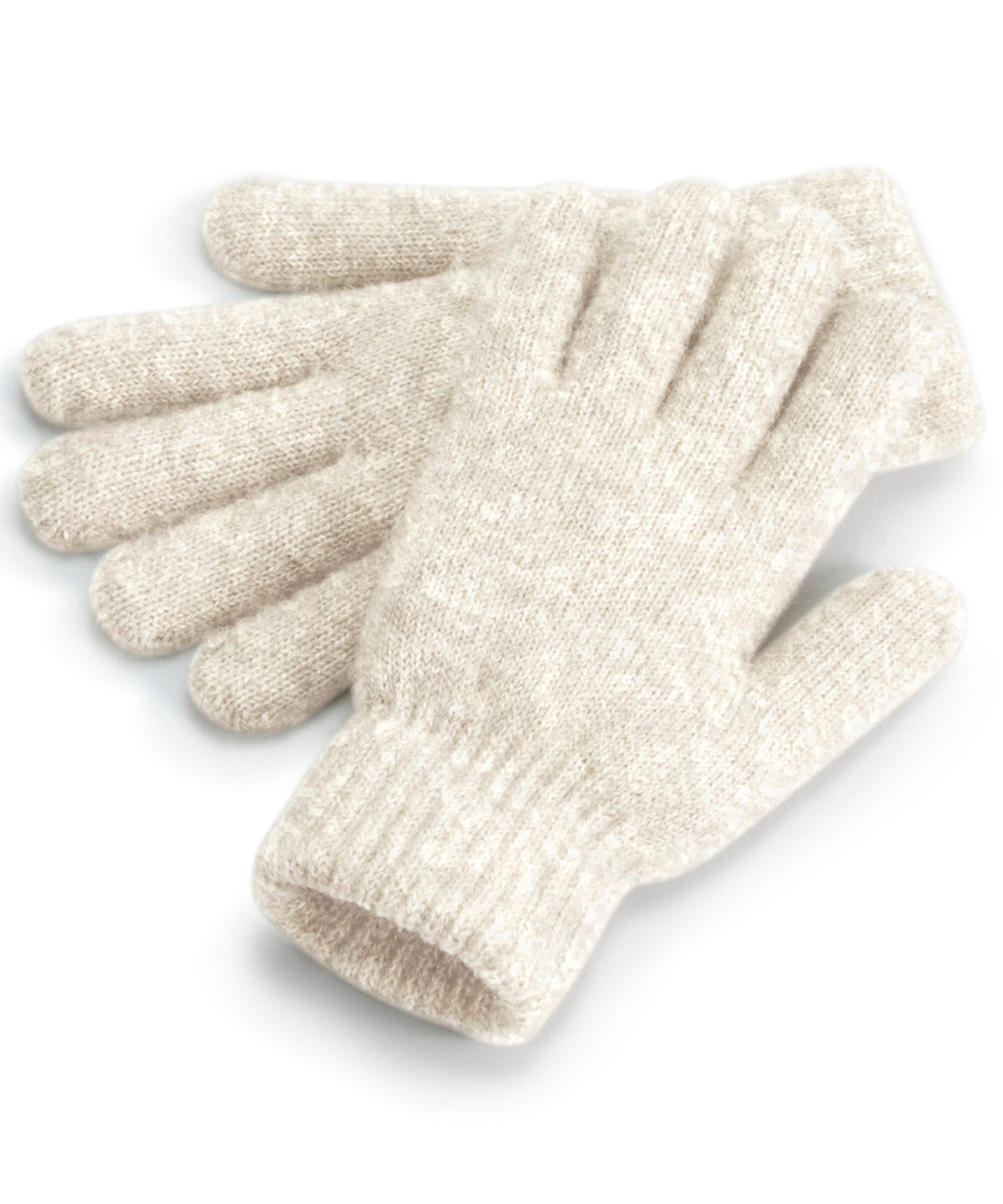 Cosy ribbed-cuff gloves | almond marl