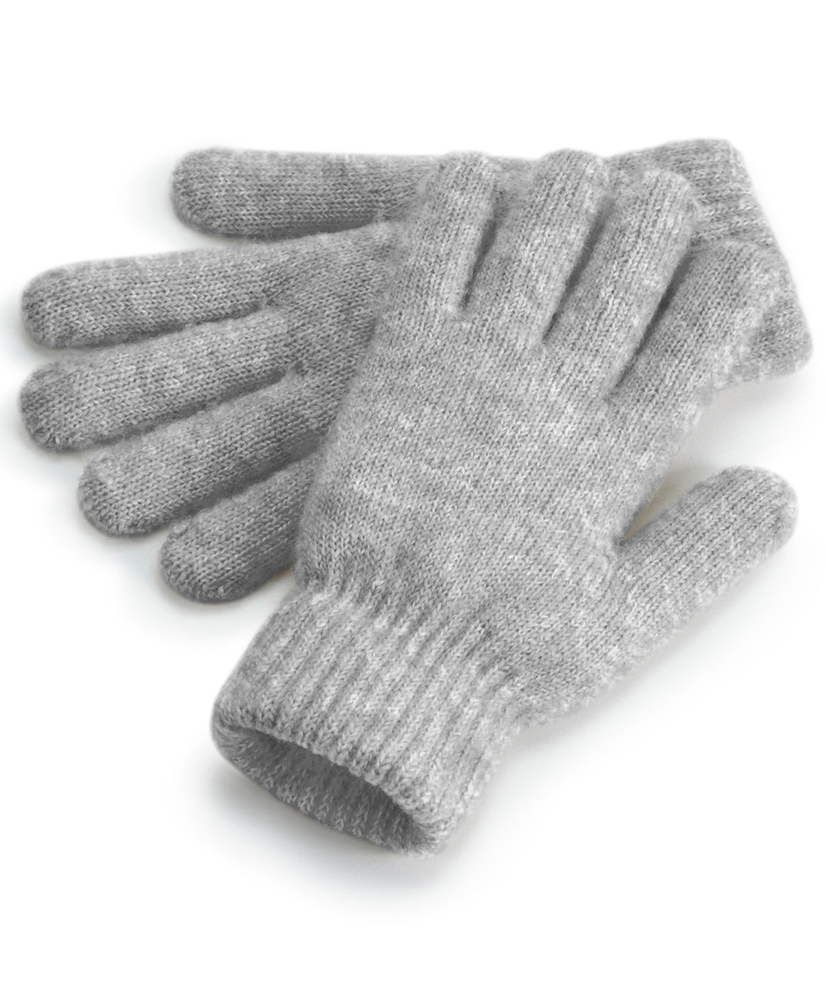 Cosy ribbed-cuff gloves | grey marl