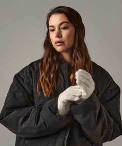 Cosy ribbed-cuff gloves | black marl