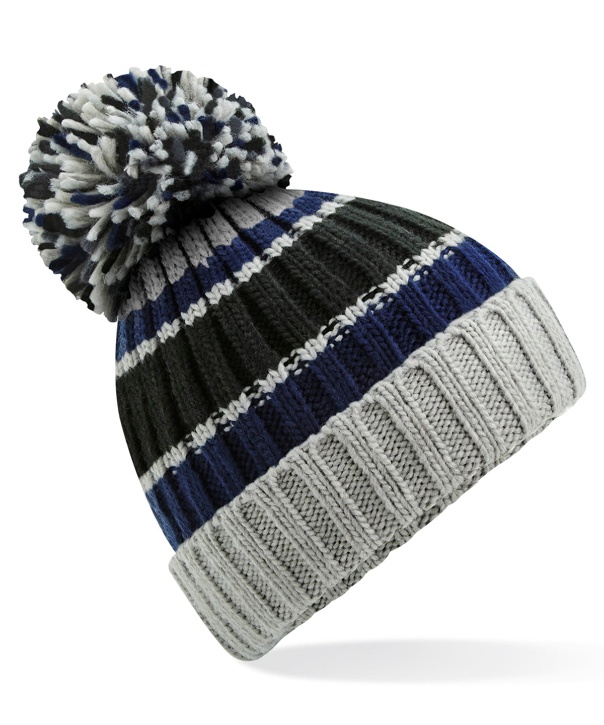 Hygge striped beanie | blue steel