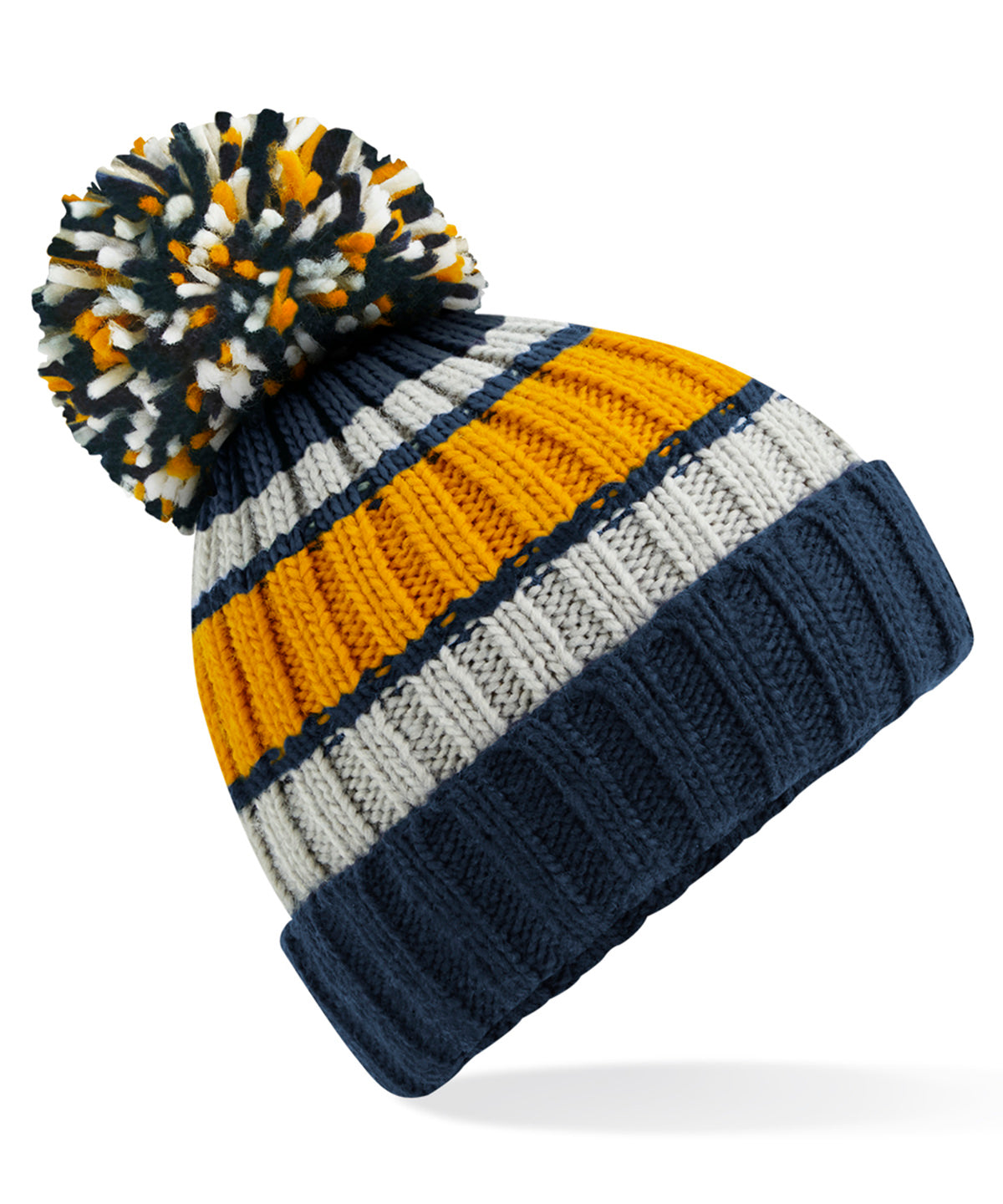 Hygge striped beanie | dijon blue