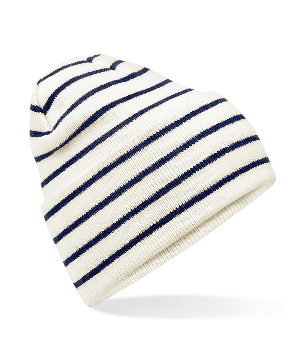 Original deep-cuffed striped beanie | soft white/french navy