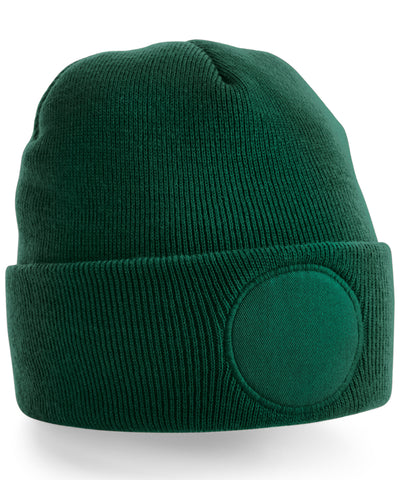 Circular patch beanie | bottle green