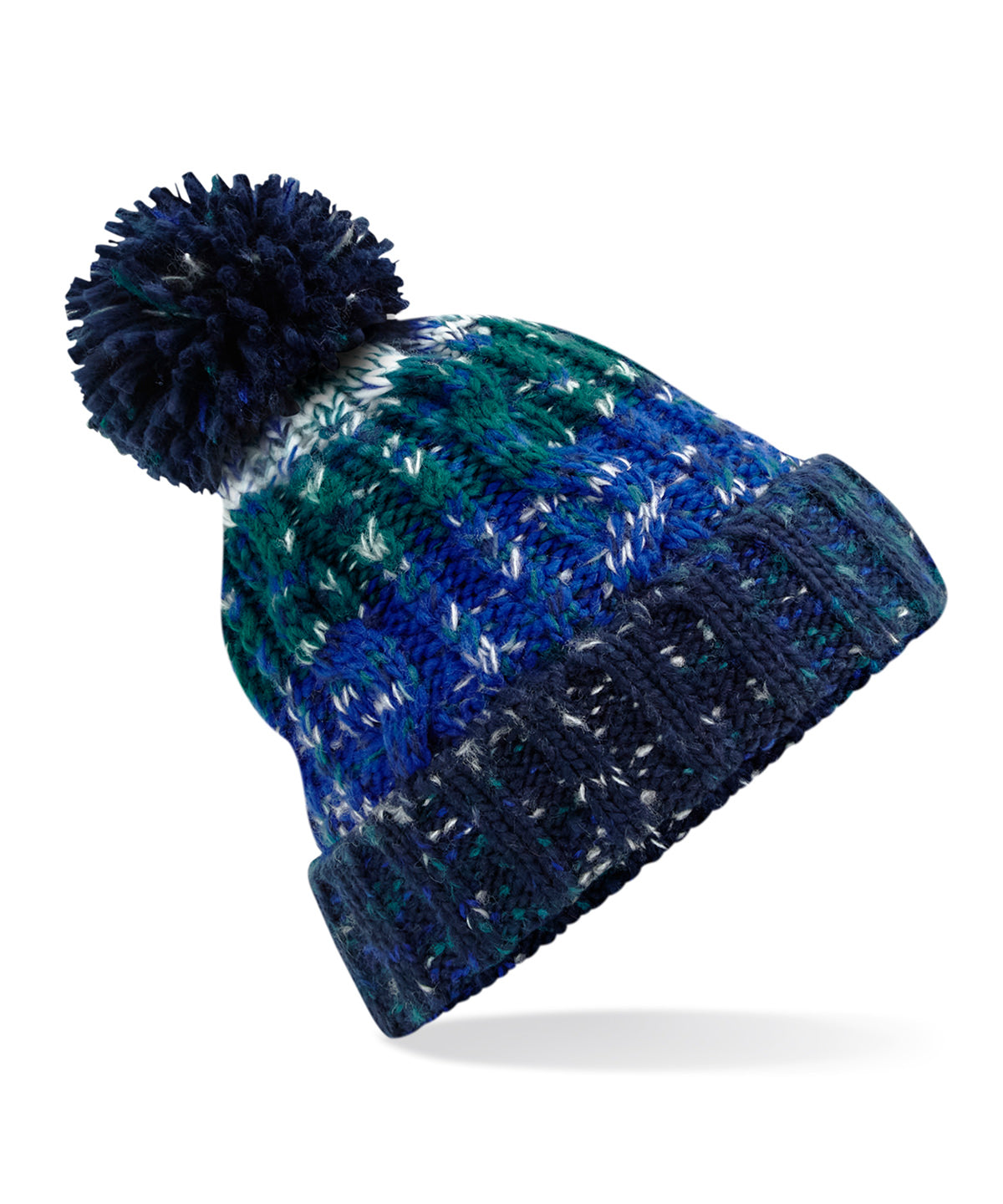 Corkscrew pom pom beanie | alpine blues