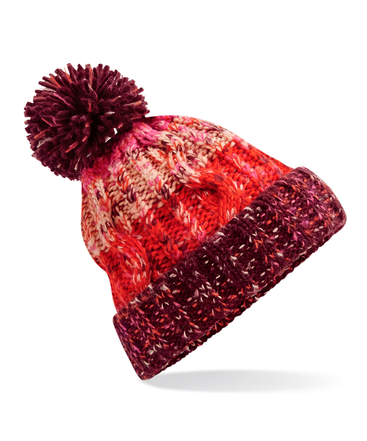 Corkscrew pom pom beanie | cherry sherbet