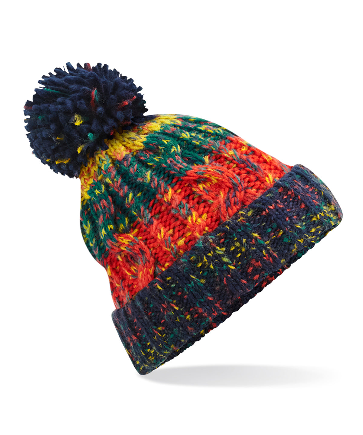 Corkscrew pom pom beanie | crackling campfire