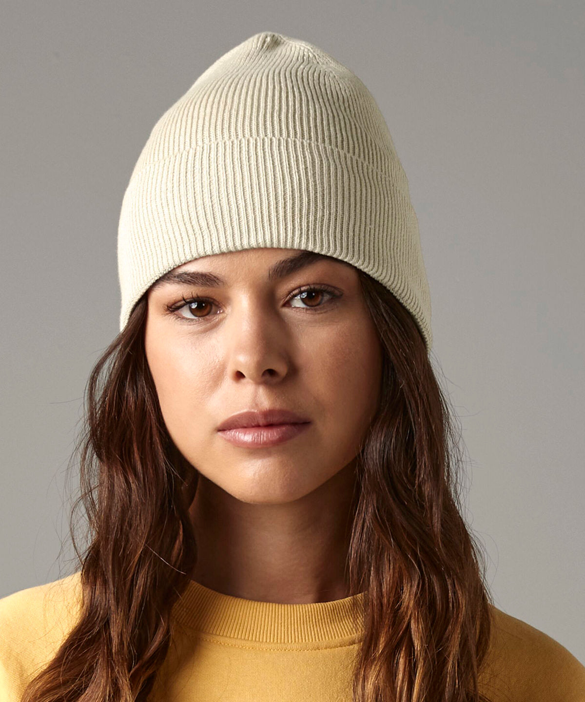 Organic cotton fine knit beanie | sand