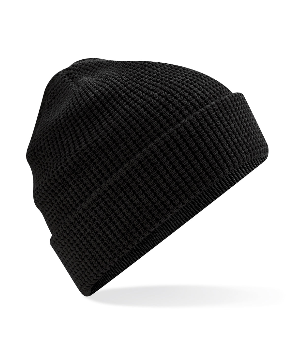 Organic cotton waffle beanie | black