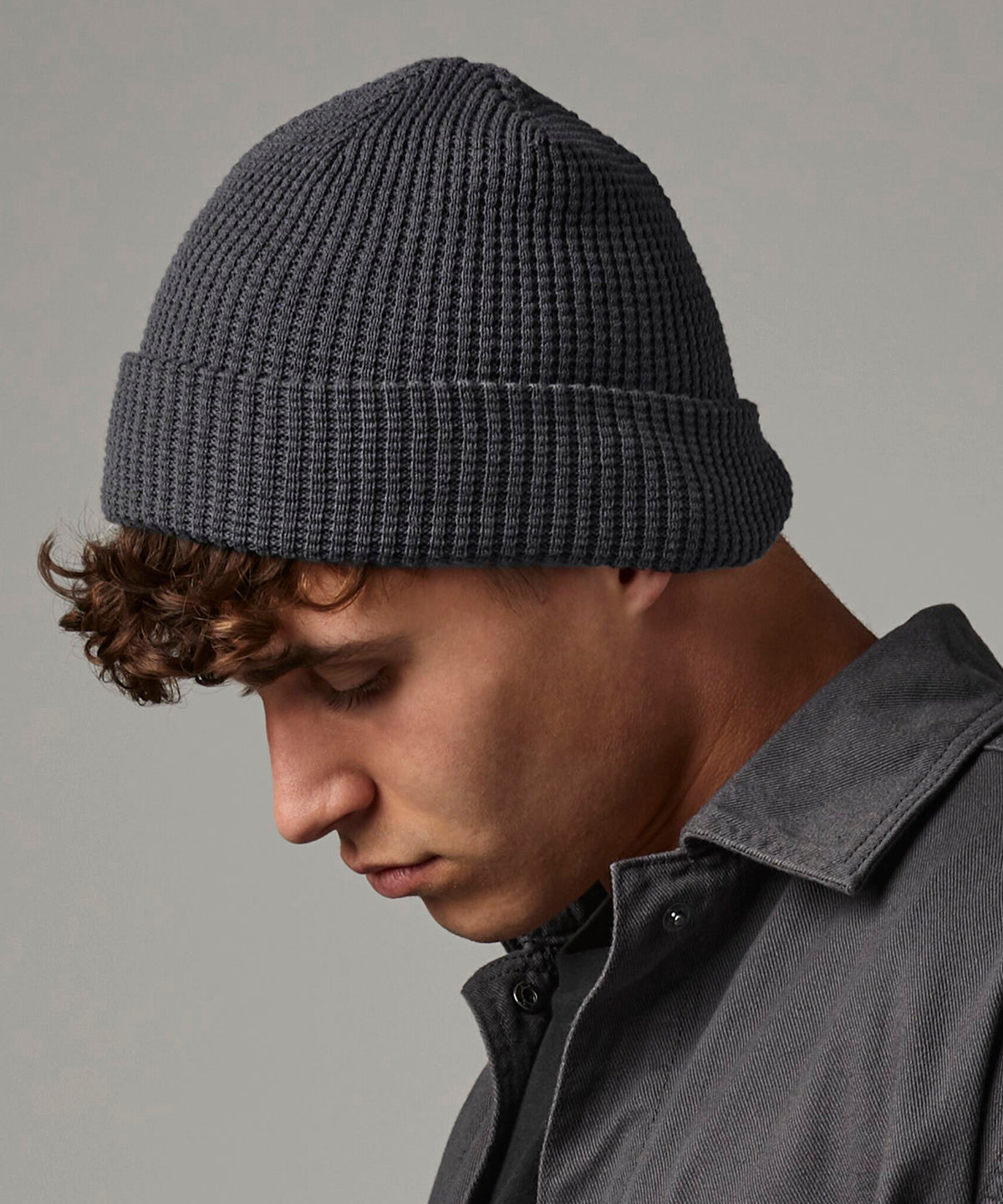 Organic cotton waffle beanie | black