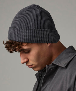Organic cotton waffle beanie | black
