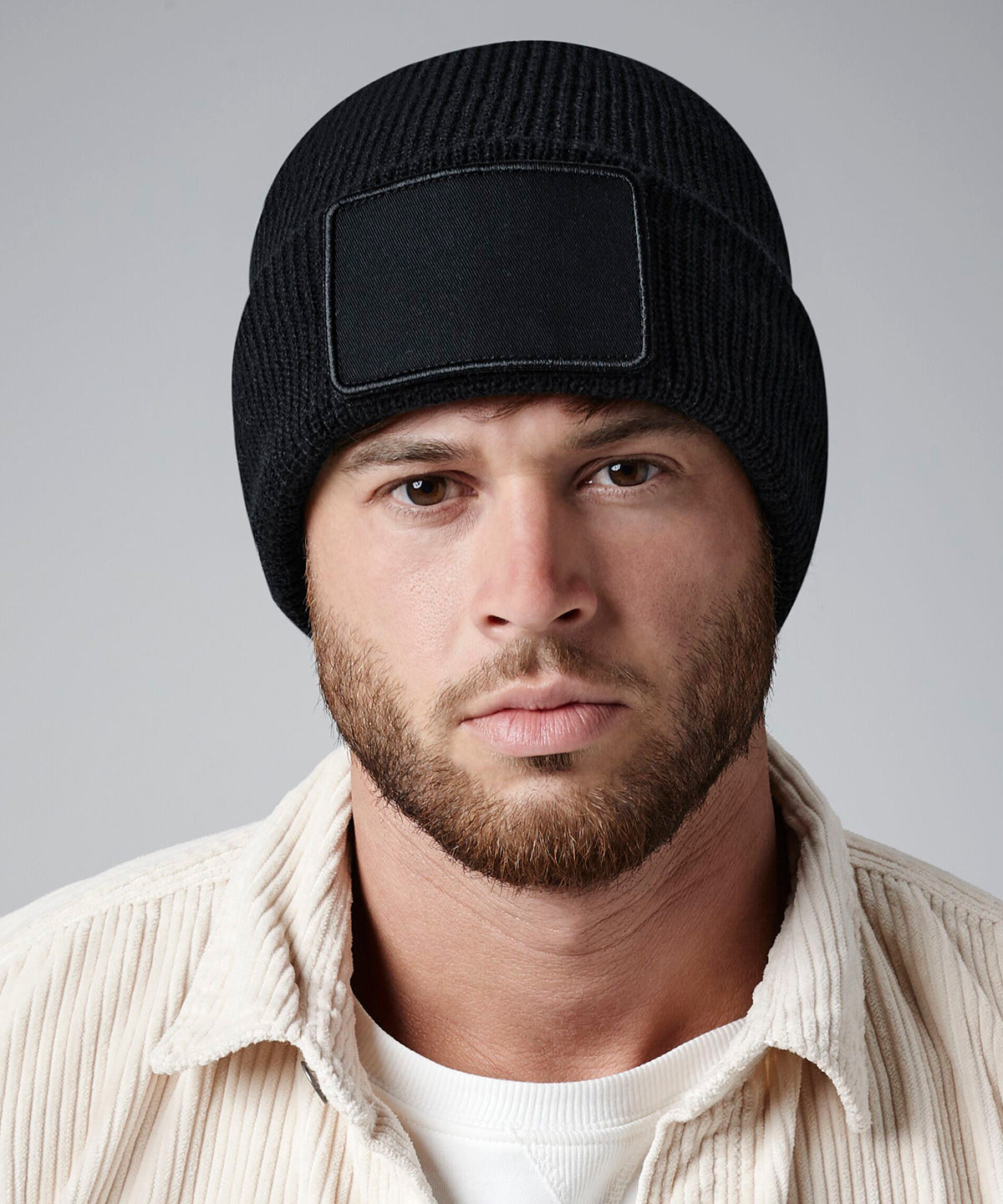 Removable patch Thinsulate beanie | black